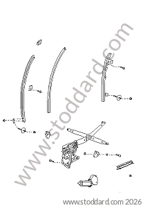 POWER WINDOWS / WINDOW GUIDE for Porsche 944 89-91 &bull; 1989 &bull; 944 S2 &bull; Cabrio &bull; Manual Gearbox, 5 Speed