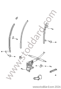 POWER WINDOWS/WINDOW GUIDE for Porsche 944 89-91 &bull; 1989 &bull; 944 S2 &bull; Cabrio &bull; Manual Gearbox, 5 Speed