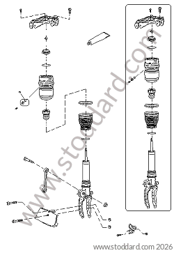 FRONT SHOCK ABSORBER VERSION WITH BODY HEIGHT CONTROL AND WITH HEIGHT ADJUSTMENT (PASM) for Porsche Cayenne 955 03-06 &bull; 2003 &bull; Cayenne S V8 &bull; Manual Gearbox, 6 Speed