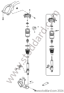REAR SHOCK ABSORBER VERSION WITH BODY HEIGHT CONTROL AND WITH HEIGHT ADJUSTMENT (PASM) for Porsche Cayenne 955 03-06 &bull; 2003 &bull; Cayenne V6 &bull; Manual Gearbox, 6 Speed