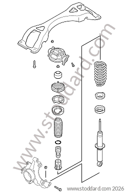 REAR SHOCK ABSORBER VERSION WITHOUT BODY HEIGHT CONTROL AND WITHOUT HEIGHT ADJUSTMENT for Porsche Cayenne 957 07-10 &bull; 2010 &bull; Cayenne S V8 &bull; Manual Gearbox, 6 Speed