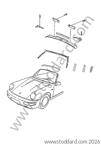 WINDSCREEN FRAME ACCESSORIES for Porsche 964 &bull; 1990 &bull; 964 Carrera 2 &bull; Cabrio &bull; Manual Gearbox, 5 Speed