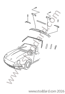 WINDSCREEN FRAME ACCESSORIES for Porsche 993 &bull; 1994 &bull; 993 Carrera 2 &bull; Cabrio &bull; Automatic Gearbox