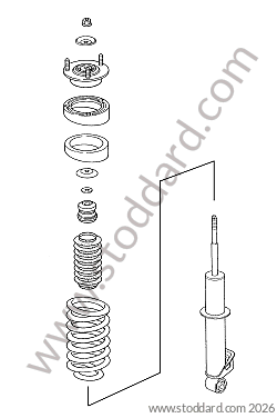 SHOCK ABSORBER/COIL SPRING for Porsche 996 &bull; 1999 &bull; 996 Carrera 4 &bull; Coupe &bull; Manual Gearbox, 6 Speed