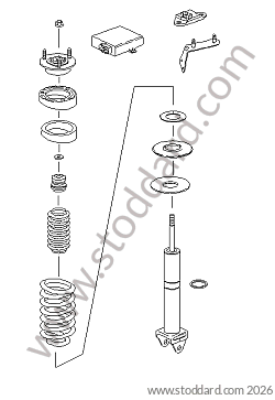 REAR SHOCK ABSORBER / REAR SPRING / REAR SHOCK ABSORBER HEAD for Porsche 997 05-08 &bull; 2005 &bull; 997 C2 &bull; Cabrio &bull; Manual Gearbox, 6 Speed