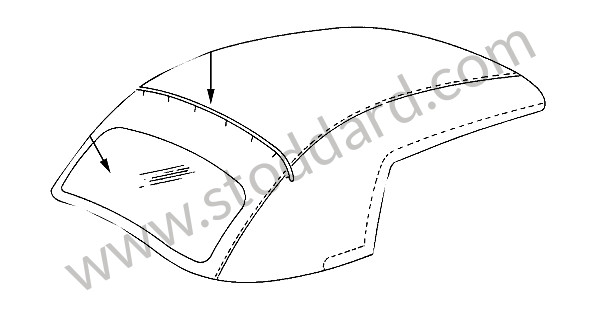 A64456108206 - CONVERTIBLE TOP COVERING WITH AR GLASS for Porsche 356A &bull; 1955 &bull; 1300 (506/2) &bull; Cabrio A T1 &bull; Manual Gearbox, 4 Speed