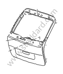 REAR LID OPTION: HIGH PRESSURE ALLOY SPARE WHEEL WITH TYRE (Option code: I1G3), OPTION: NUMBER PLATE HOLDER REAR (USA) (Option code: I6P2) (95551201111GRV)