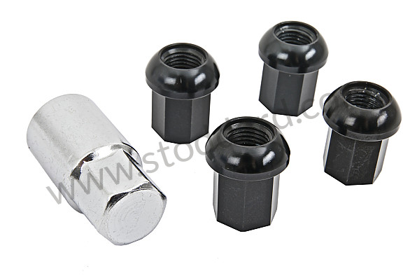SIC18200399 - Aluminum wheel locks black.  Set of 5 pcs.  For Porsche 911 years 1965-1998, for aluminum Fuchs rims for Porsche 