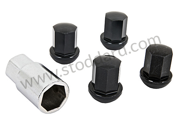 SIC18200399 - Aluminum wheel locks black.  Set of 5 pcs.  For Porsche 911 years 1965-1998, for aluminum Fuchs rims for Porsche 