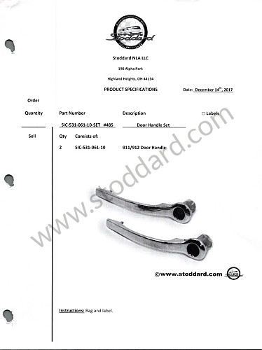 SIC53106110SET - Door Handles, Set Of Two. 911 912 1965-1967. for Porsche 