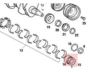 Main Bearing #8, Standard Case / First .25mm Crank. 911 914-6, 930 1965-1977.  (90110113853)