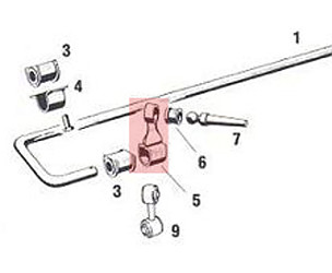 Rear Anti-Roll Bar Drop Link, Left, 911 1965-1977.  (90133373101)