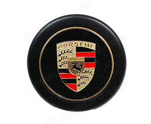 Black Hub Center Cap With Full-Color, Embossed Porsche Crest 71mm  (SOW91103811)