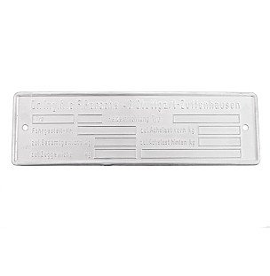 Manufacturer&rsquo;s plate for Porsche 911 70-73 &bull; 1972 &bull; 2.4S &bull; Coupe &bull; Manual Gearbox, 4 Speed
