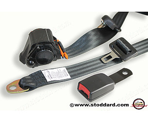 Seat Belt Kit, Three-Point ,Retracting. Black 911 912 1969-1973 Coupe  (SIC80301200)