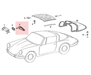 Targa Top Handle For 911 912 1967-1985  (91156507541)