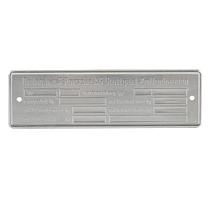 Manufacturer&rsquo;s plate for Porsche 924 76-79 &bull; 1976 &bull; 924 2.0 &bull; Coupe &bull; Manual Gearbox, 4 Speed