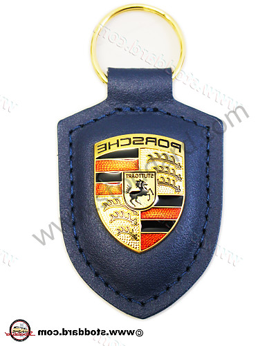 WAP0500950E - Leather Porsche Crest Key Fob, Blue for Porsche 