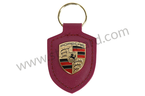 WAP0503510RWSA - Leather Porsche Crest Key Fob Rubystone Red for Porsche 