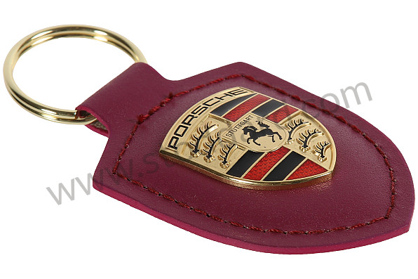 WAP0503510RWSA - Leather Porsche Crest Key Fob Rubystone Red for Porsche 