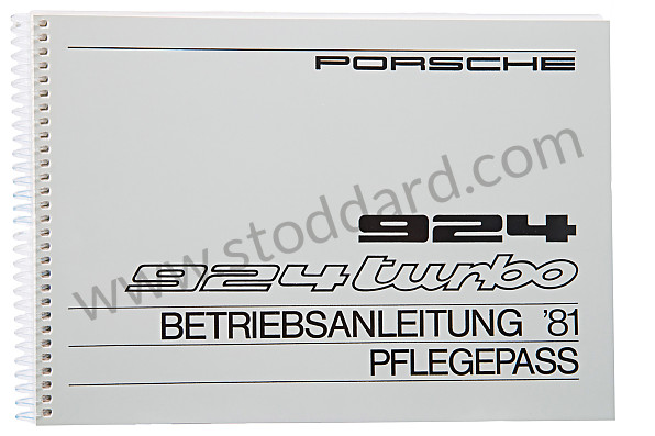 WKD469510 - USER AND TECHNICAL MANUAL FOR YOUR VEHICLE IN GERMAN 924 TURBO 1981 for Porsche 